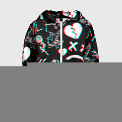 Толстовка на молнии детская Lil Peep logo glitch, цвет: 3D-меланж