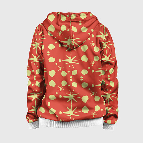 Детская толстовка на молнии Лимонные пятна на красном цвете Фиеста / 3D-Белый – фото 2