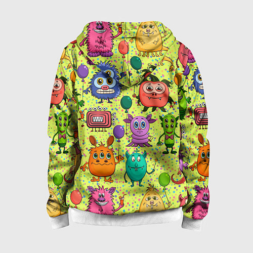 Детская толстовка на молнии Цветные монстрики / 3D-Белый – фото 2