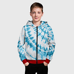 Толстовка на молнии детская Тай-дай бело-синий, цвет: 3D-красный — фото 2