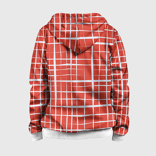 Детская толстовка на молнии Светлая клетка на красном / 3D-Белый – фото 2