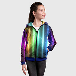 Толстовка на молнии детская Светящиеся яркие неоновые полосы в космосе, цвет: 3D-синий — фото 2