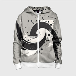 Толстовка на молнии детская Инь-янь абстракция - нейроарт, цвет: 3D-белый