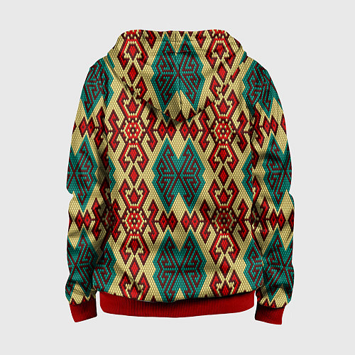 Детская толстовка на молнии Этнический паттерн с эффектом вышивки / 3D-Красный – фото 2