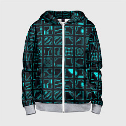 Толстовка на молнии детская Квадратные геометрические инженерные синие схемы п, цвет: 3D-меланж