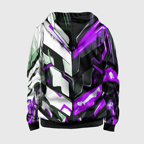 Детская толстовка на молнии Хаотичная фиолетово-белая абстракция на чёрном фон / 3D-Черный – фото 2