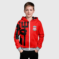 Толстовка на молнии детская Liverpool fc sport steel, цвет: 3D-меланж — фото 2