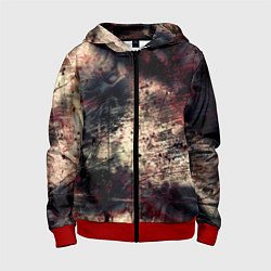 Толстовка на молнии детская Мокрая бумага ретро гранж текстура грязная, цвет: 3D-красный