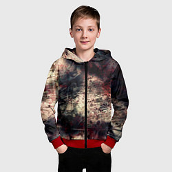 Толстовка на молнии детская Мокрая бумага ретро гранж текстура грязная, цвет: 3D-красный — фото 2