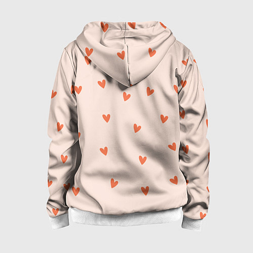 Детская толстовка на молнии Разбросанные сердца - паттерн / 3D-Белый – фото 2
