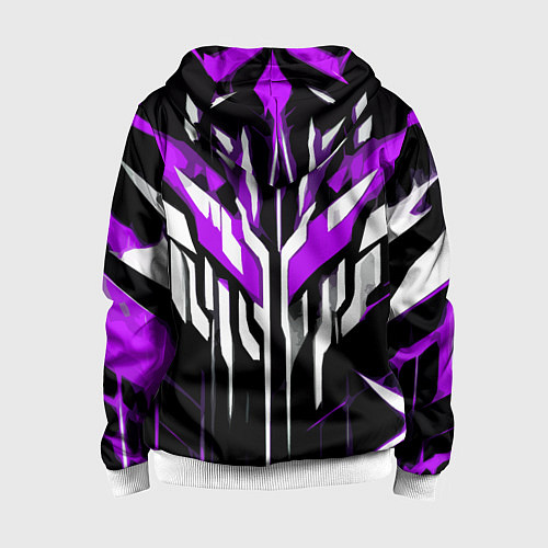 Детская толстовка на молнии Purple and white abstraction on a black background / 3D-Белый – фото 2
