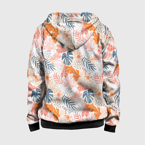 Детская толстовка на молнии Паттерн узор листьев / 3D-Черный – фото 2