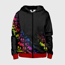 Толстовка на молнии детская Marshmello neon dj, цвет: 3D-красный