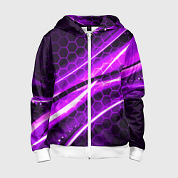 Толстовка на молнии детская Неоновая броня текстура, цвет: 3D-белый