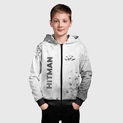Толстовка на молнии детская Hitman - white gradient вертикально, цвет: 3D-черный — фото 2