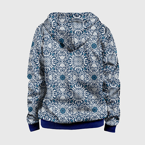 Детская толстовка на молнии Геометрический узор бело-синий / 3D-Синий – фото 2
