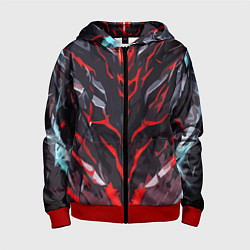 Толстовка на молнии детская Красные адские полосы на чёрном фоне, цвет: 3D-красный