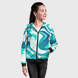 Толстовка на молнии детская Абстракция сине белый мрамор, цвет: 3D-черный — фото 2