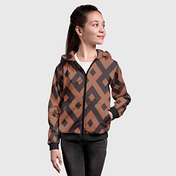 Толстовка на молнии детская Геометрический узор ромб, цвет: 3D-черный — фото 2