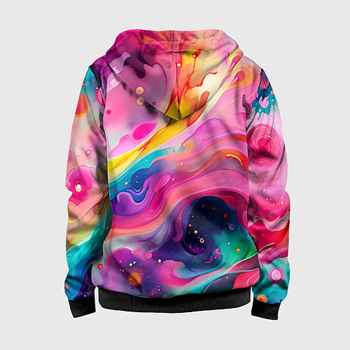 Детская толстовка на молнии Акварельный узор / 3D-Черный – фото 2