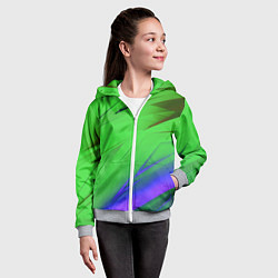 Толстовка на молнии детская Кислотно неоновая геометрия, цвет: 3D-меланж — фото 2