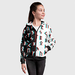 Толстовка на молнии детская Doom glitch pattern, цвет: 3D-черный — фото 2