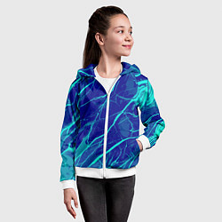 Толстовка на молнии детская Яркий сине-голубой абстрактная текстура, цвет: 3D-белый — фото 2