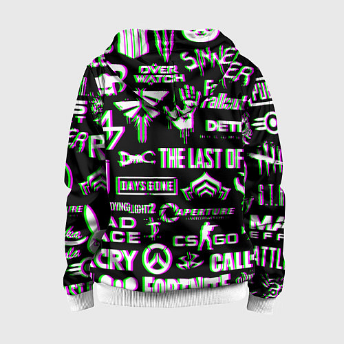 Детская толстовка на молнии Logo game glitch / 3D-Белый – фото 2