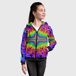 Толстовка на молнии детская Фрактальный узор психоделика, цвет: 3D-черный — фото 2