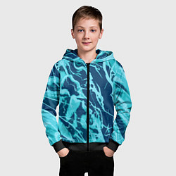 Толстовка на молнии детская Морской сине-голубой абстракция, цвет: 3D-черный — фото 2