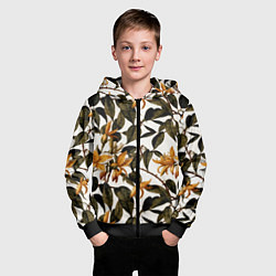 Толстовка на молнии детская Желтые ретро цветы, цвет: 3D-черный — фото 2