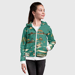 Толстовка на молнии детская Осенний городской парк, цвет: 3D-белый — фото 2