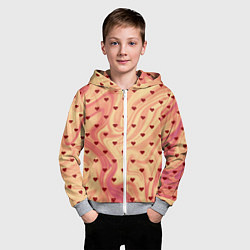 Толстовка на молнии детская Жёлто-красный абстракция с маленькими сердечками, цвет: 3D-меланж — фото 2