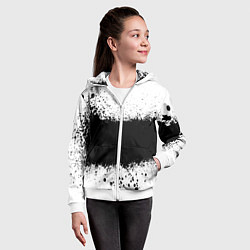 Толстовка на молнии детская Просто краски чёрные, цвет: 3D-белый — фото 2
