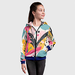 Толстовка на молнии детская Листья цветы абстракция, цвет: 3D-синий — фото 2