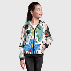 Толстовка на молнии детская Цветы горошек абстракция, цвет: 3D-черный — фото 2