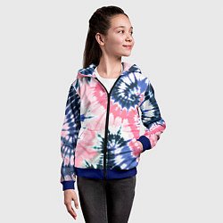 Толстовка на молнии детская Розово синий тай дай - разводы краски на белом фон, цвет: 3D-синий — фото 2