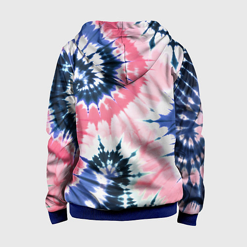 Детская толстовка на молнии Розово синий тай дай - разводы краски на белом фон / 3D-Синий – фото 2