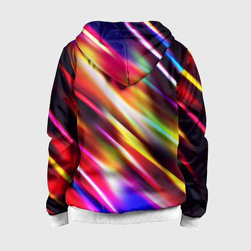 Детская толстовка на молнии Неоновая абстракция линии / 3D-Белый – фото 2