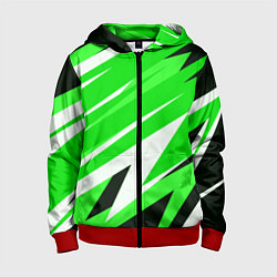 Детская толстовка на молнии Geometry stripes green