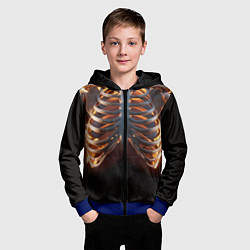 Толстовка на молнии детская Скелет человека в огне, цвет: 3D-синий — фото 2