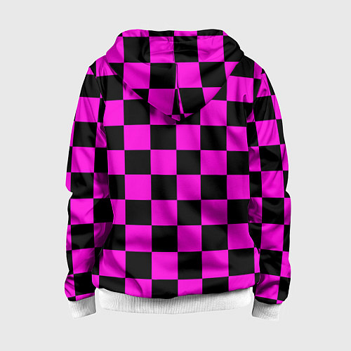 Детская толстовка на молнии Эмо шахматная клетка - неформальная мода / 3D-Белый – фото 2