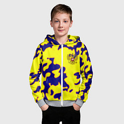 Толстовка на молнии детская Российская империя камуфляж желтый, цвет: 3D-меланж — фото 2