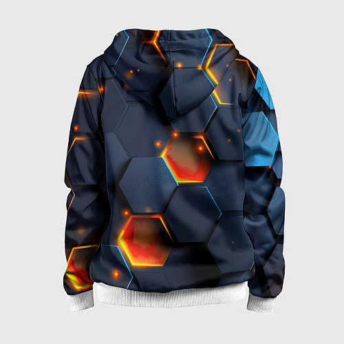 Детская толстовка на молнии Шестигранники с подсветкой / 3D-Белый – фото 2