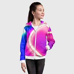 Толстовка на молнии детская Неоновый свет текстура, цвет: 3D-белый — фото 2