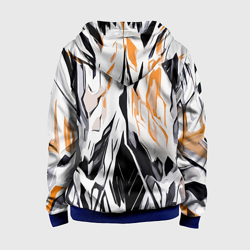 Детская толстовка на молнии Чёрно-жёлтая абстракция на белом фоне / 3D-Синий – фото 2