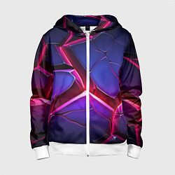 Толстовка на молнии детская Темные синие плиты и фиолетовый свет, цвет: 3D-белый