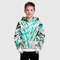 Толстовка на молнии детская Чёрно-голубая агрессивная абстракция на белом фоне, цвет: 3D-белый — фото 2