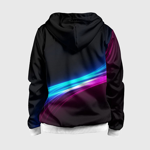 Детская толстовка на молнии Россия неоновые волны / 3D-Белый – фото 2