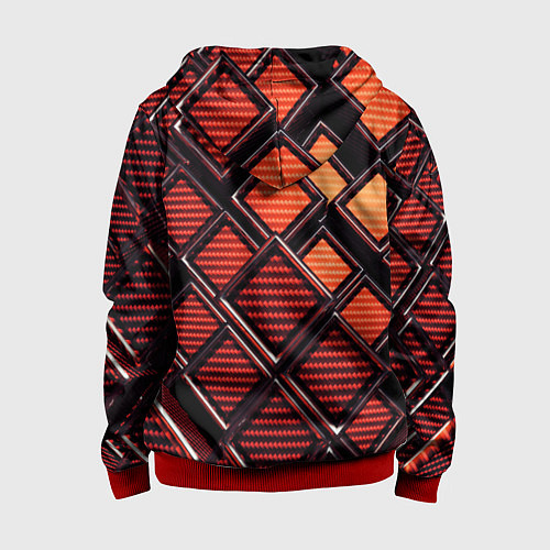 Детская толстовка на молнии Геометрия карбон / 3D-Красный – фото 2